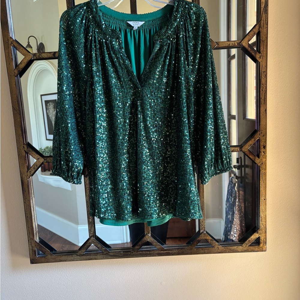Green Sequin Women's Top